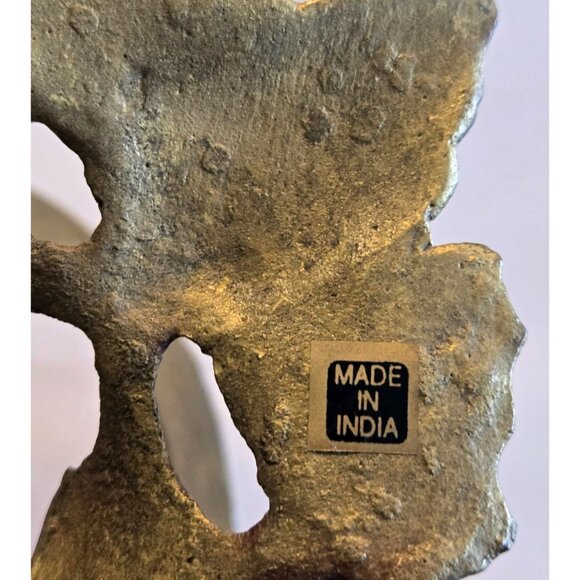 Brass Orb Holder Vtg Speheres Candle Bowl Three Prong Grapes & Leaves 6"x6"x4.5" - Picture 6 of 14